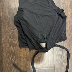 Black Sleeveless Tie-Front Top